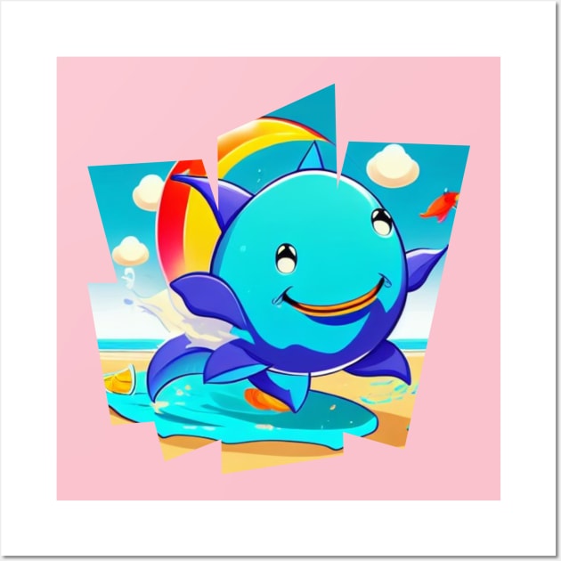 Beautiful baby blue dolphin Wall Art by ShopColDigital